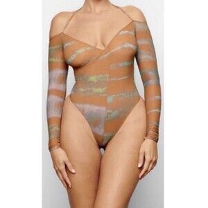 Skims Jelly Sheer Off The Shoulder Tie Dye Print Bodysuit, Size 3X